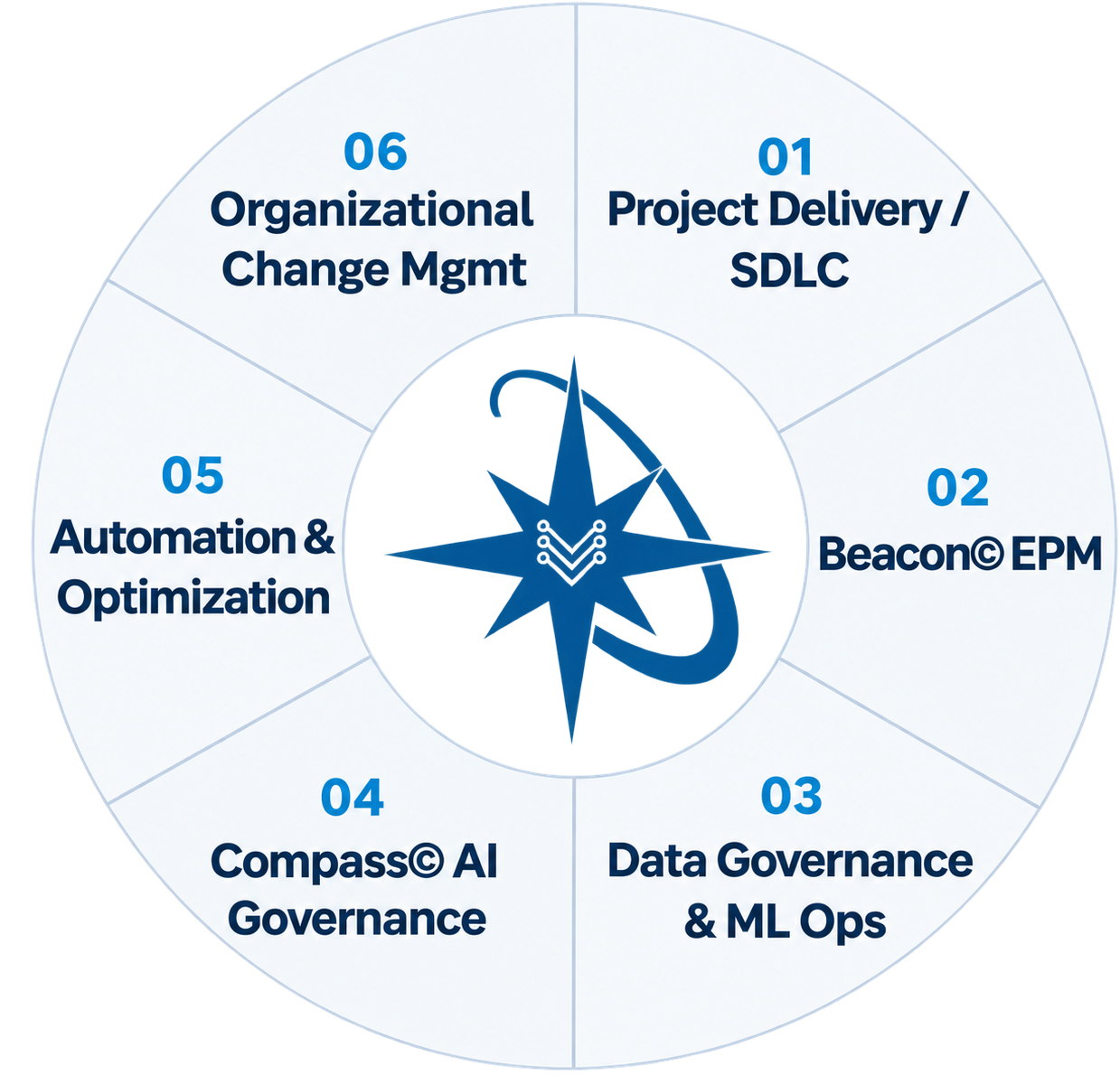 North*Star© framework diagram showing six integrated governance components around a central Program Excellence Center